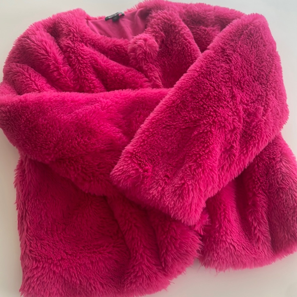 Barbie Core Hot Pink Faux Fur Coat